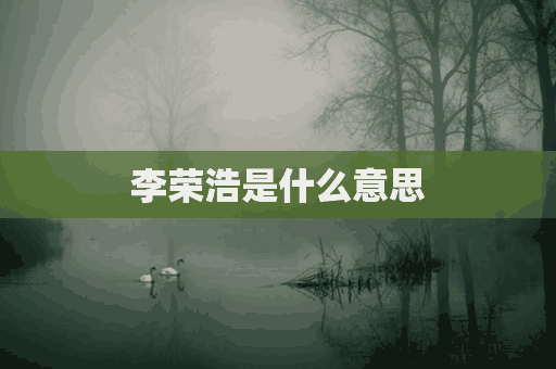 李荣浩是什么意思(李荣浩啥意思)